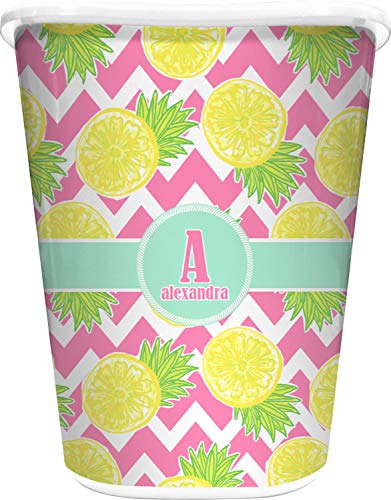 RNK Shops Personalized Pineapples Waste Basket - Single Sided (White)