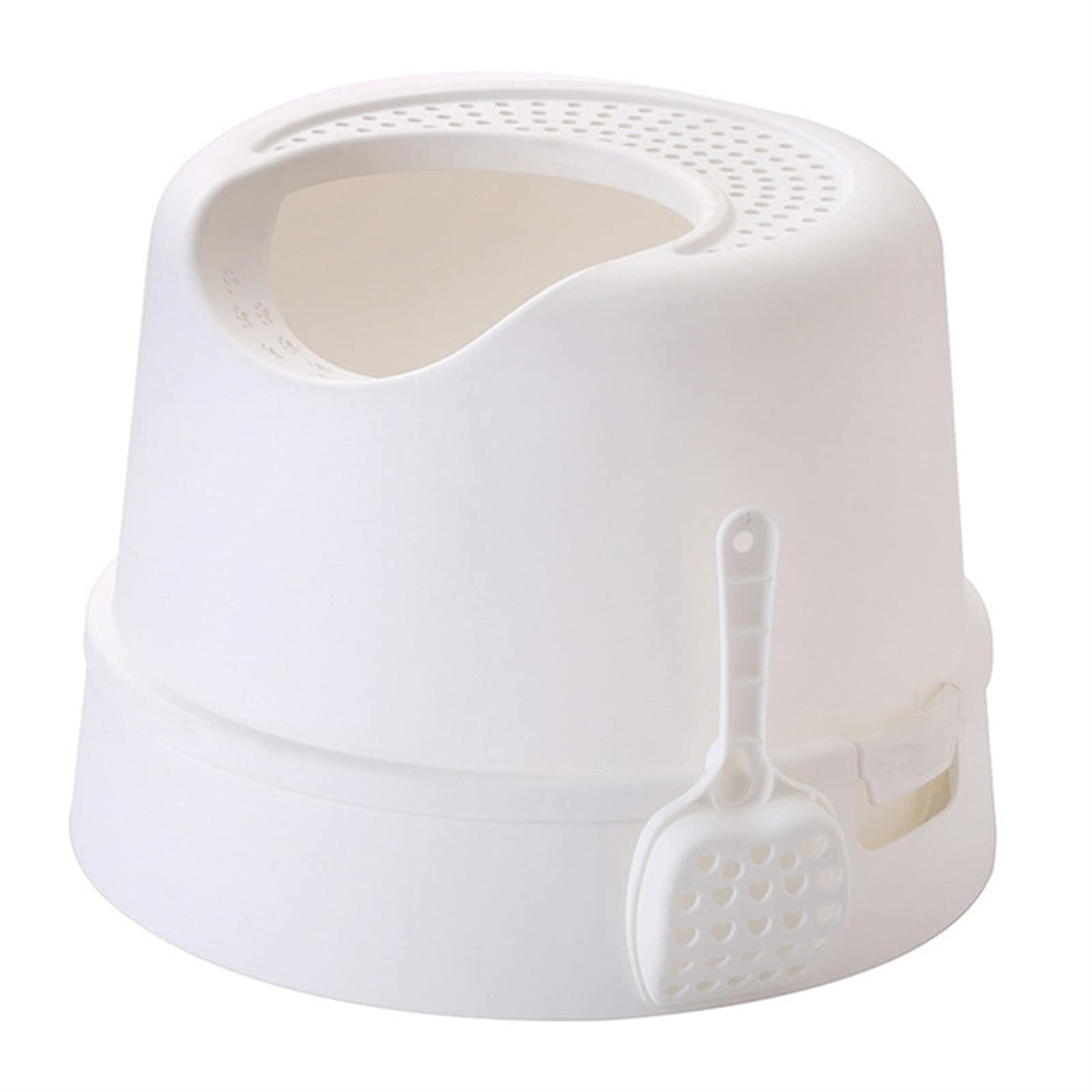 Cajas de Arena Caja de arena de gato de entrada superior con arena de gato Scoop Splash a prueba de salpicaduras de gato multifuncional Base redonda de bandeja desmontable Material PP Arenero ​Gatos