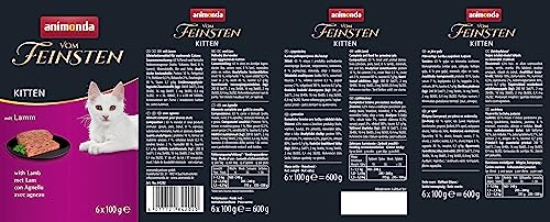 animonda vom Feinsten Kitten Katzenfutter nass mit Lamm (6 x 100 g), Kitten getreidefreies Katzen Nassfutter ohne Zucker, mit frischen fleischigen Zutaten