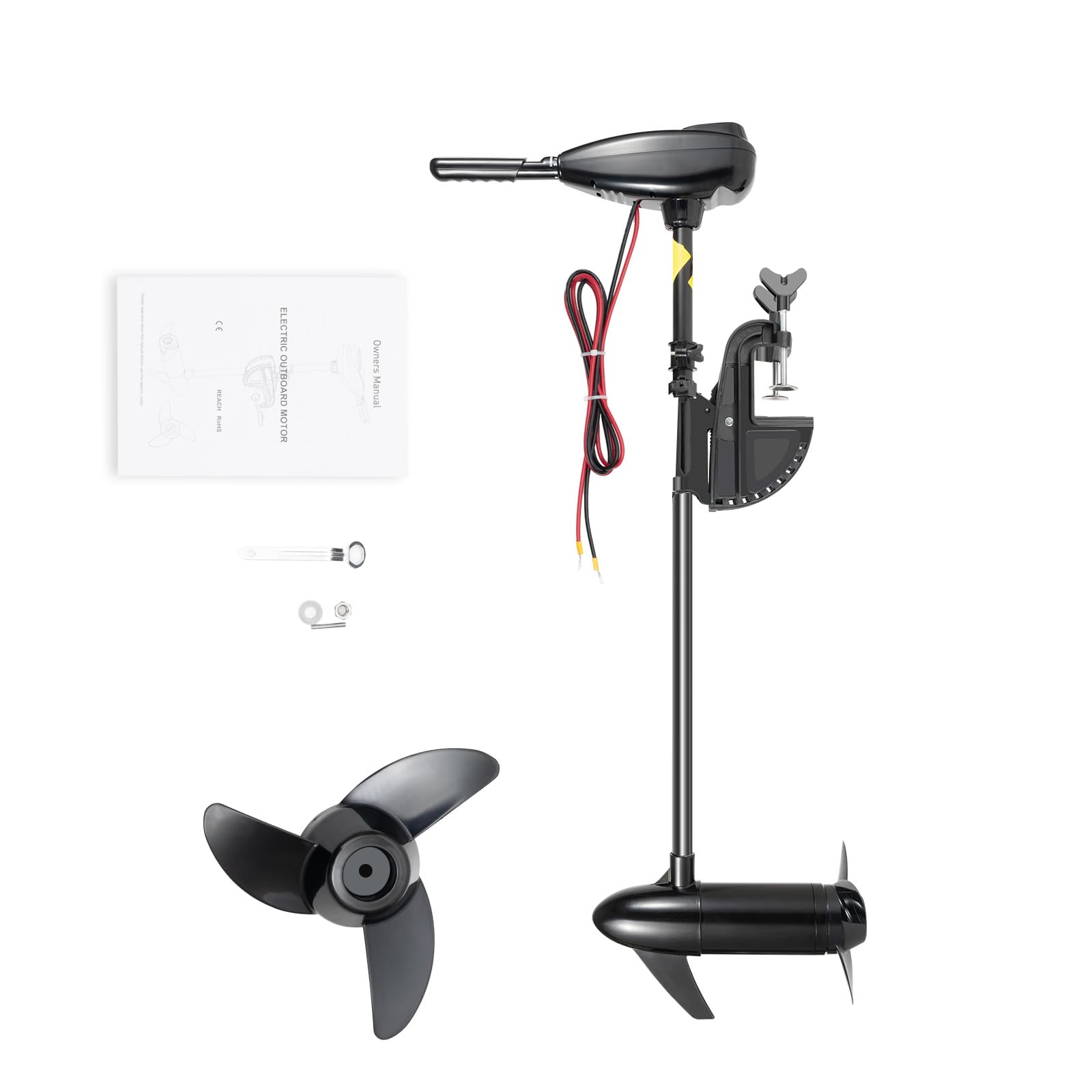 55 lbs Elektrischer Außenbordmotor 12V 1.2 PS mit reinem Kupfermotor 5 Vorwärts-3 Rückwärtsgänge für Schlauchboot Fischerboot für 6-8 Personen Schlauchboot
