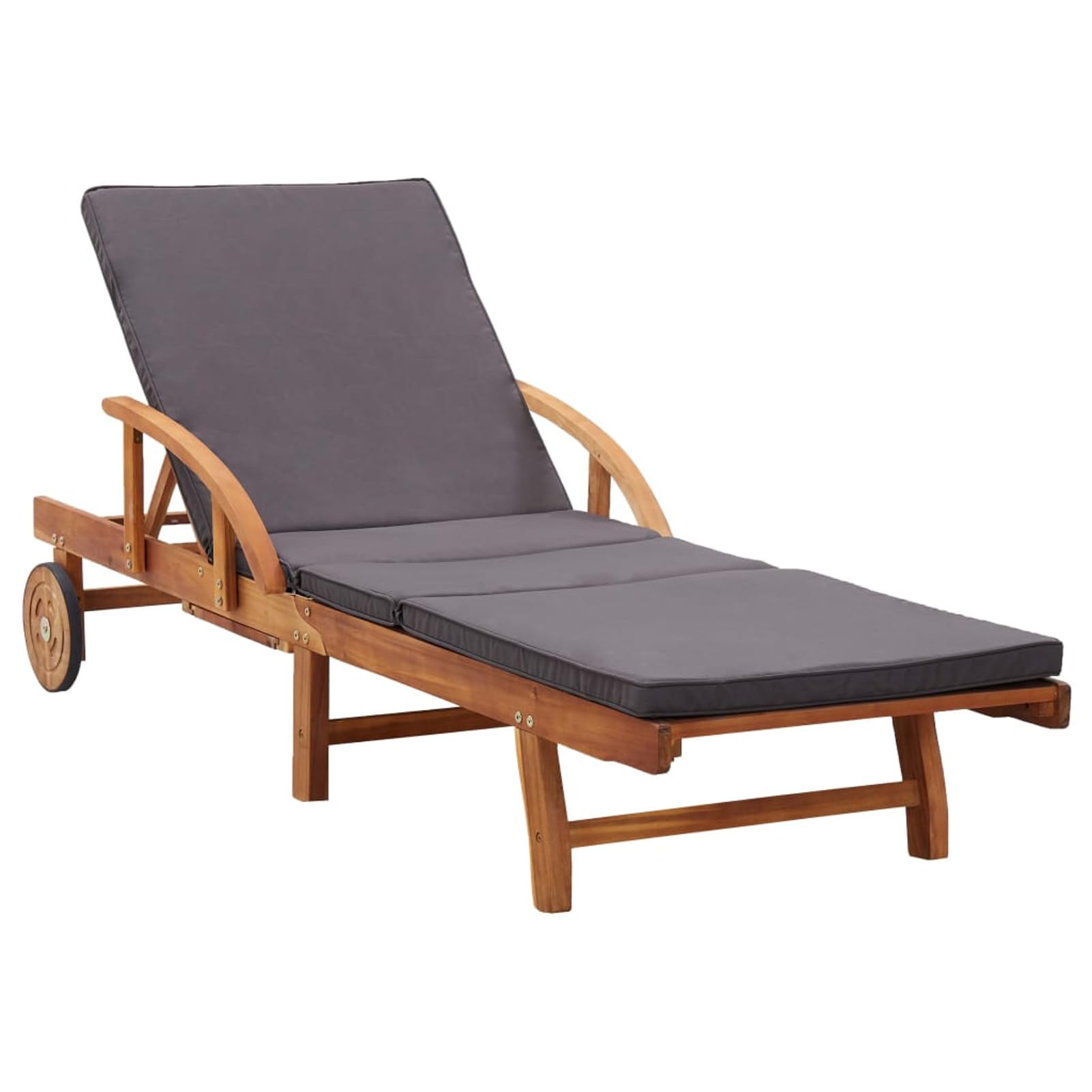 Chaise Longue Bois d'Acacia Solide avec Coussin pour un Confort Haut de Gamme