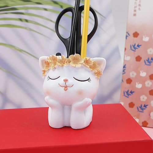 Miniatura 3 de Contenedor de resina de dibujos animados, lindo animal con guirnalda de flores, maceta pequeña para suculentas, soporte para lápices, soporte para