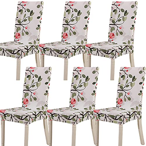 TEERFU Fundas protectoras para sillas de comedor de hoteles y bodas, de licra, extraíbles, elásticas, muy ajustables, lavables, 6 unidades Cover