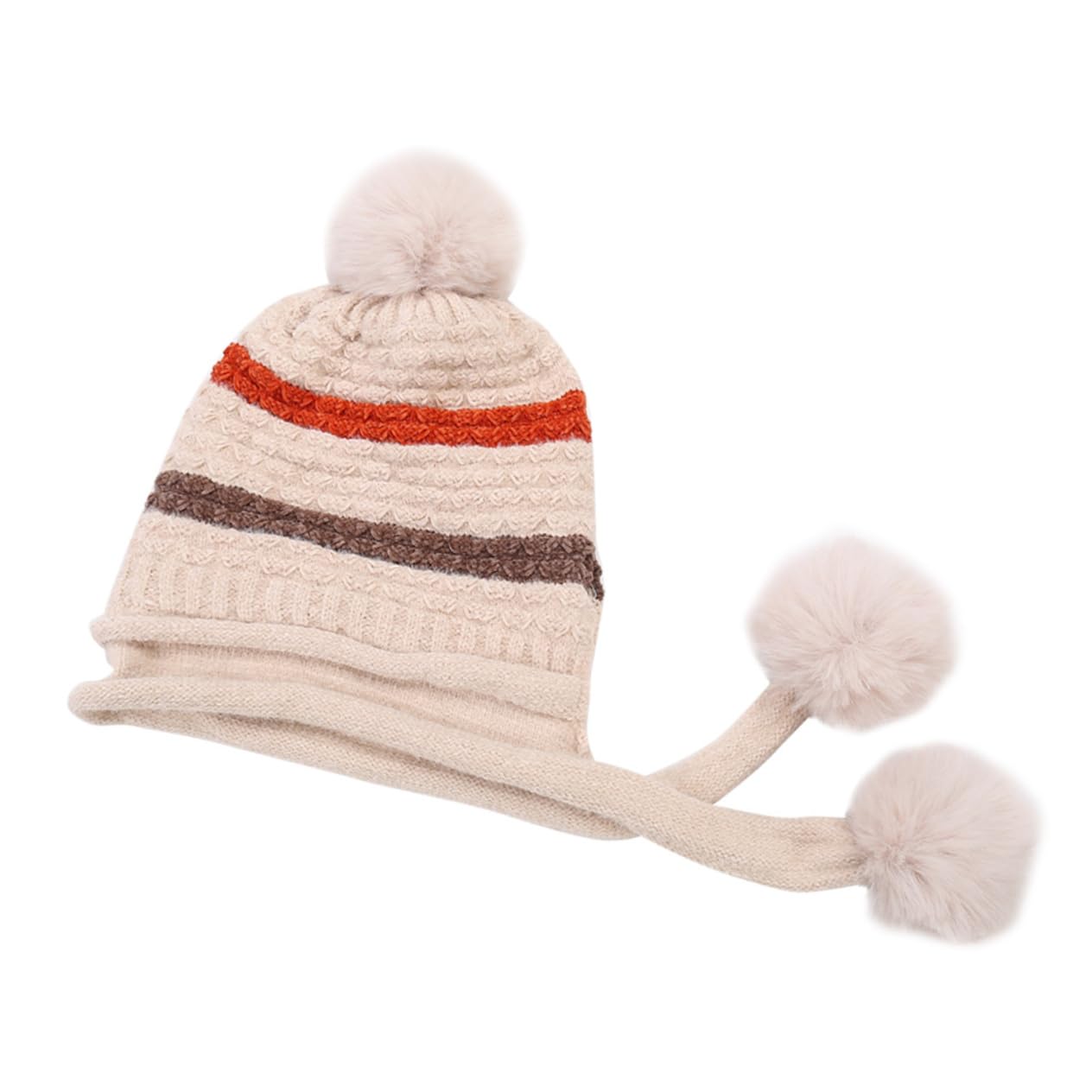 CALLARON 3piezas Gorro De Esquí De Lana Para Mujer Pompones Caliente y Ligero Para Actividades Al Aire Climas Fríos Color Beige