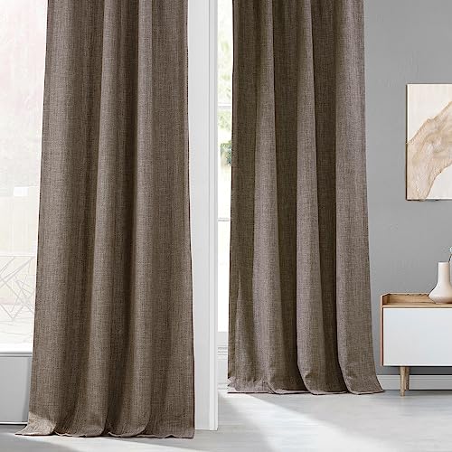 Image of HPD Half Price Drapes - Faux Linen Curtains for Living Room (1 Panel) - 50W X 96L - Textured Room Darkening Curtains for Bedroom 96 Inches Long - Drapes to Home Decor, Mink (Pack of 10)