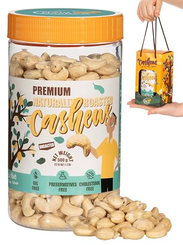 Image of Cashews Roasted Lightly Salted - Snacks for Adults, Whole Nut (No Mixed), Oil Free, Farm Fresh, Plant Based Protein, Promote Heart Health & Weight Loss, Only Nuts & Sea Salt, 17.64 oz (Pack of 1) (Unsalted)