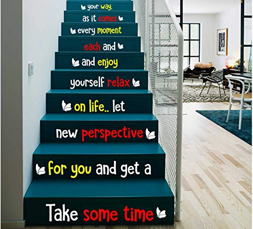 Image of CVANU Letters Wall Decor Stickers Stair Decals Quotes Stairway Decals Quote Steps Vinyl Stickers Lettering Family Staircase Decal Multicolor (Stairs-pg 39)