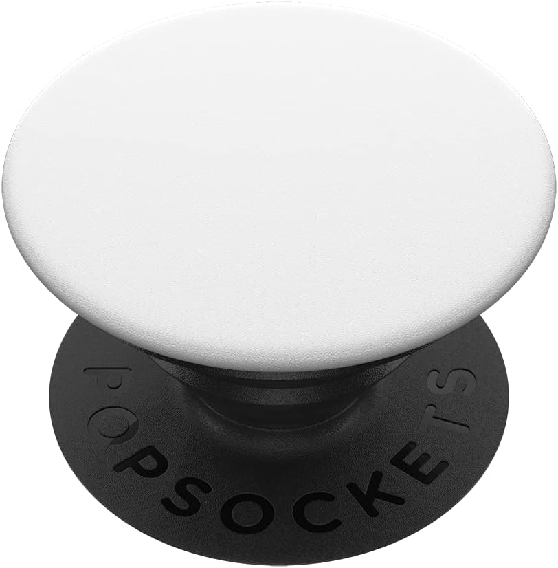 Phone Grip with Expanding Kickstand, Adhesive Grip - White on Black