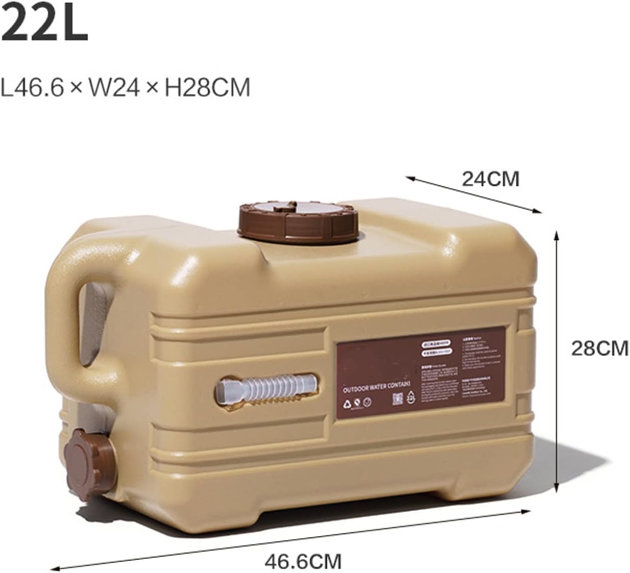 13L/22L Food Grade PC Outdoor Water Bucket Bottled Water Container with Handle and Faucet for Camping Picnic Hiking Outdoor Drinking