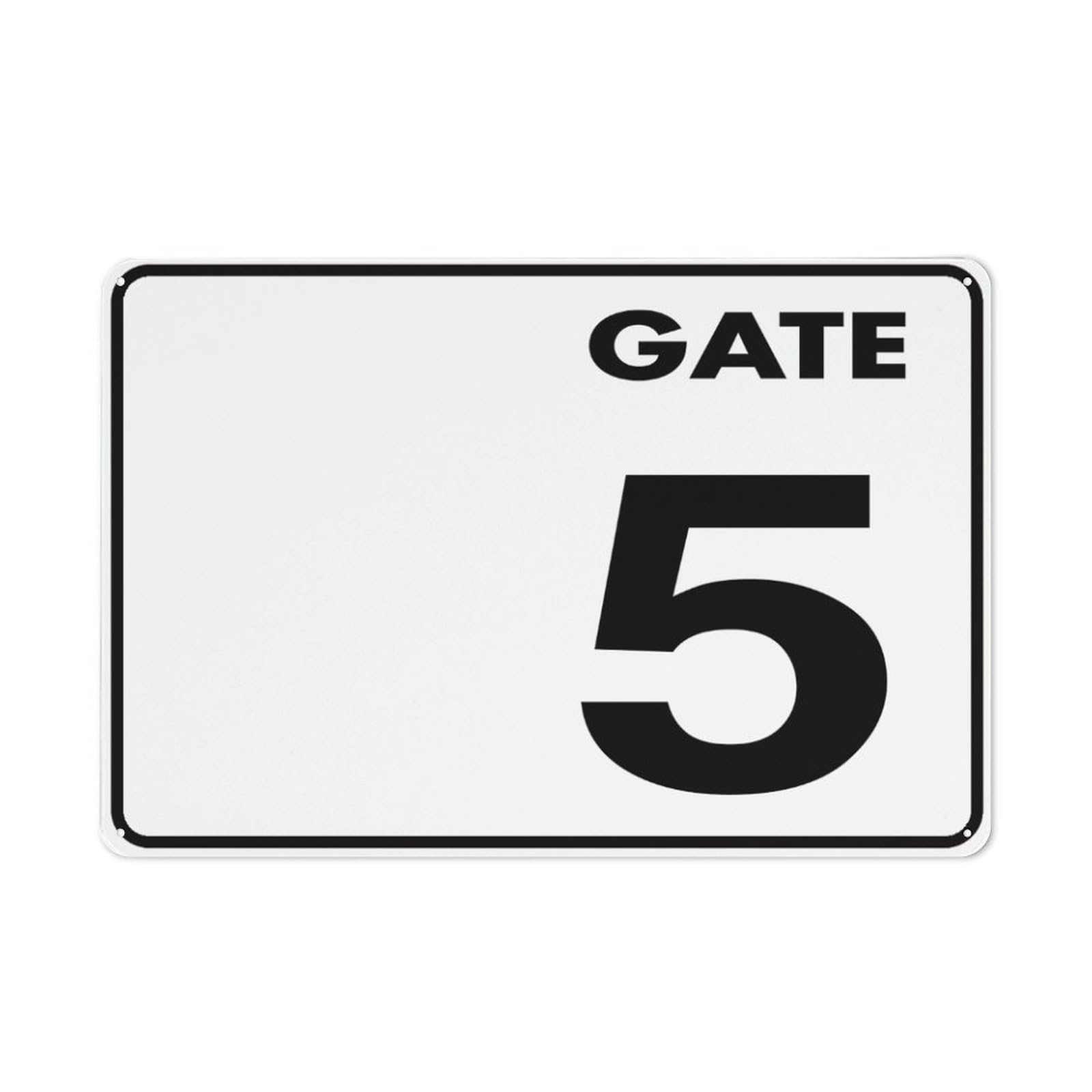 Gate No. 5 Sign, 8x12 Inch Metal Aluminum, Pre-Drilled Holes for Easy Mounting, Indoor/Outdoor Use for Fence, Door, Gate