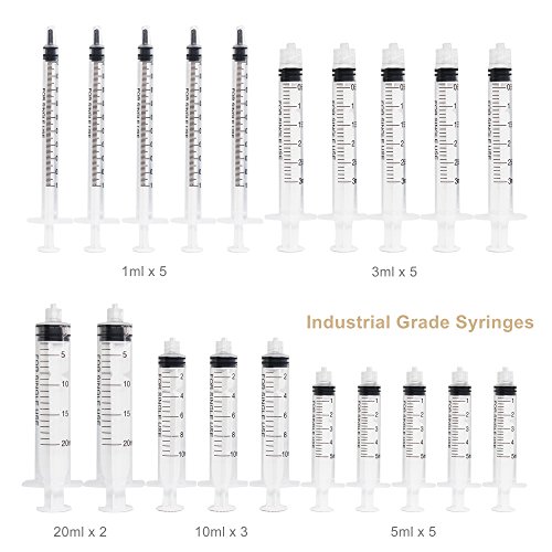 BSTEAN Syringe Blunt Tip Needles Caps Refilling and Measuring E-Juice, E-Liquids, E-cigs, Adhesives, Vape, Oil or Glue Applicator (Pack of 20)