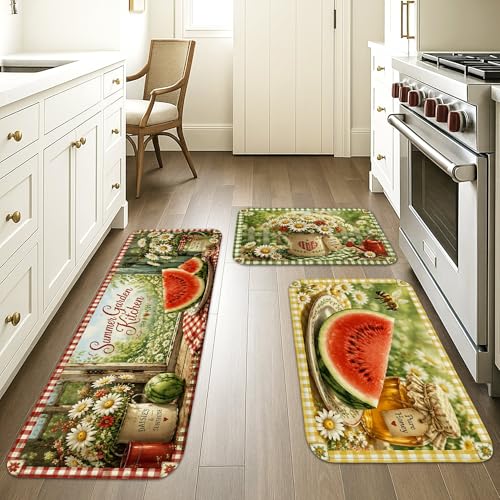 Tapis de cuisine rembourrés et doux style pastèque d'été