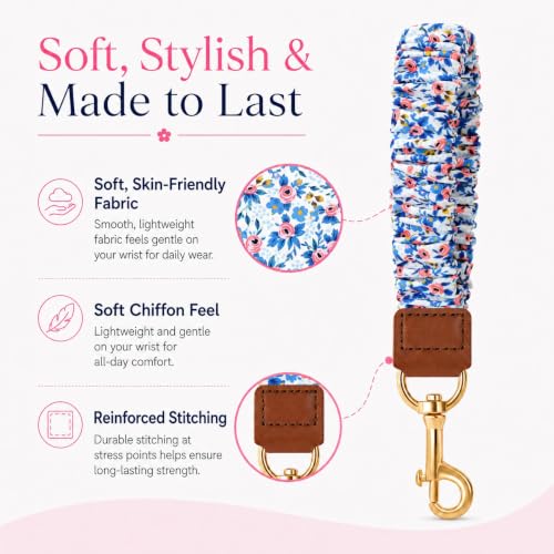 Image of Scrunchie Keychain Wristlet, Cute Key Chain Wrist Bracelet Lanyard Strap | stretchy scrunchie wristlet for keys, soft pill-resistant key chain bracelet for women, men, car keys, shopping, gym, travel