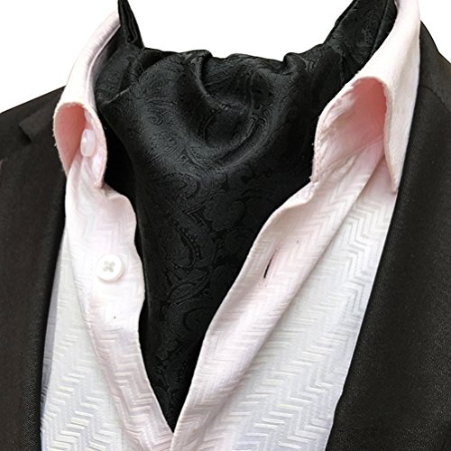 MOHSLEE Men Black Paisley Party Wedding Cravat Necktie Silk Suit Ascot Scarf Tie