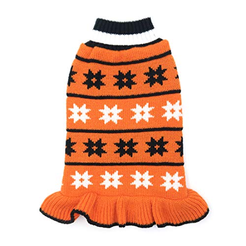 kyeese Dog Sweaters Small Turtleneck Dog Sweater Dress Knit Warm Pet Sweater with Leash Hole