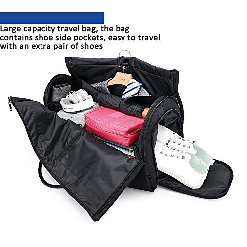 RUIMA Garment Bags 2 in 1 Convertible Travel Duffel Bags Waterproof Suit Carrier Foldable Handing Bag with Shoulder Strap Composite Oxford for Men (Black)