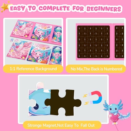Image of Homicozy Magnetic Puzzles for Toddler Kids 3-8, Axolotl Travel Toys