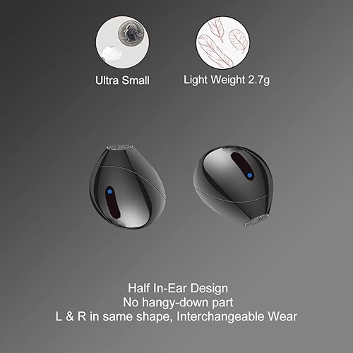 Miniatura 2 de Mini auriculares inalámbricos Bluetooth con micrófono, auriculares Bluetooth invisibles para mujeres y orejas pequeñas con control táctil, IPX5