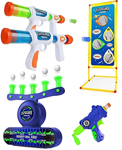 USA Toyz Astroshot Shooting Games Bundle - Astroshot Gemini 2pk Soft Foam Ball Popper Pump Action Toy Gun and Astroshot Zero GSX Glow in The Dark Floating Target Shooting Game for Kids