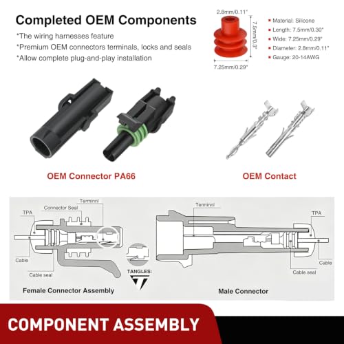 Image of Nilight 60PCS 10 Kits 1 Pin Waterproof Automotive Electrical Connector Kit | Quick Connect and Disconnect Male Female Pin 20-16AWG Terminal Wire Connectors for Car Truck Motorcycle Marine Boat