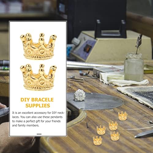EXCEART 50pcs Mini Crown Charm Jewelry Charms Spacer Beads Miniature Ornament Pendant for DIY Craft Jewelry Making Phone Case Epoxy Resin (Golden), 1X1cm