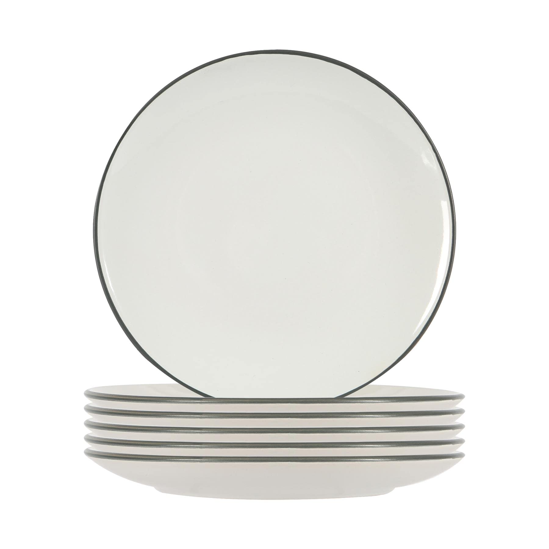 Nicola Spring Stoneware Side Plates - Heavy Duty, Smooth Finish, Dinnerware - 19cm - White/Grey - Pack of 6