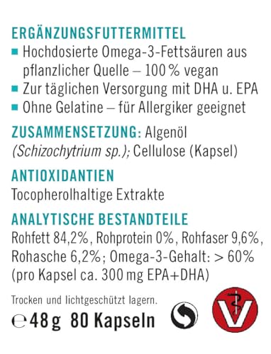 napfcheck Algenölkapseln – Omega 3 für Hunde und Katzen - 80 Kapseln