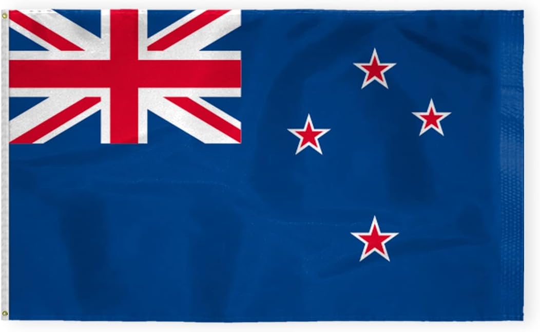 AGAS New Zealand Flag 2x3 ft Nylon Fabric Double Stitched Canvas Header Brass Grommets Fade Resistant & Vivid Colors Tough Kiwi New Zealander Banner