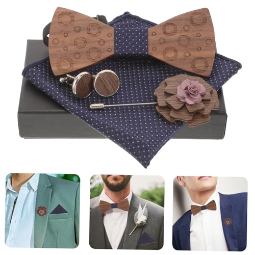 Set para hombre con corbata de moño y accesorios miniatura 6