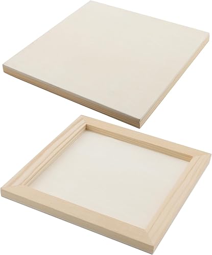 Miniatura 4 de MOUYAT Paquete de 20 paneles de lienzo de madera de 6 x 6 pulgadas, tableros de lienzo de madera de abedul sin terminar para pintar, tableros de