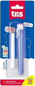 Caneta Borracha Push + Refil - Cores Sortidas - Cart C/2 Un - Tris