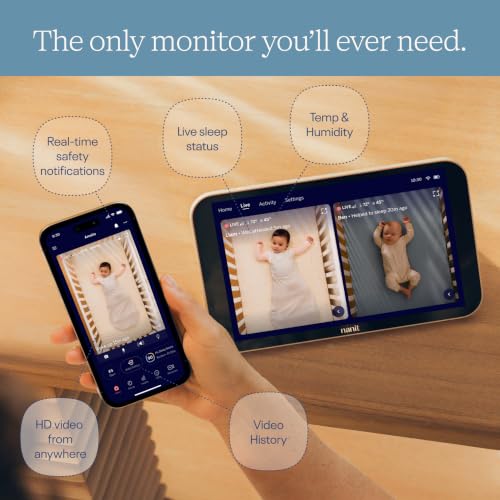 Image of Nanit Smart Baby Monitor System with Wall Mount & 8 inch Display Screen - Crystal-Clear Video, Real-Time Notifications, Sleep Insights - Baby Must Have for Parents