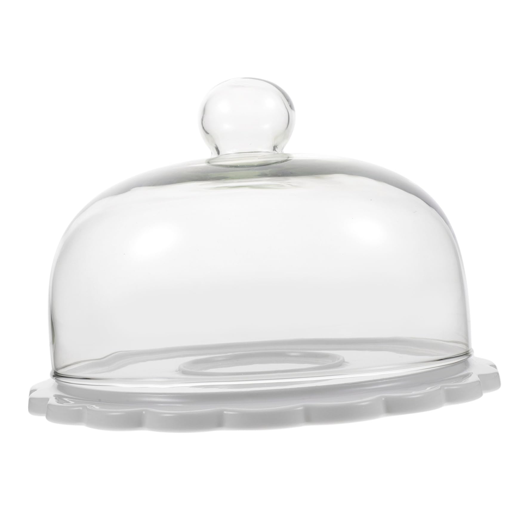 BESTYASH Alzata Per Torta in Vetro Con Copertura a Cupola, Piatto Espositore in Ceramica Da 23,5 Cm, Per Dessert e Dolci, Adatta a Matrimoni e Feste, Set Alzata Con Coperchio Trasparente Resistente