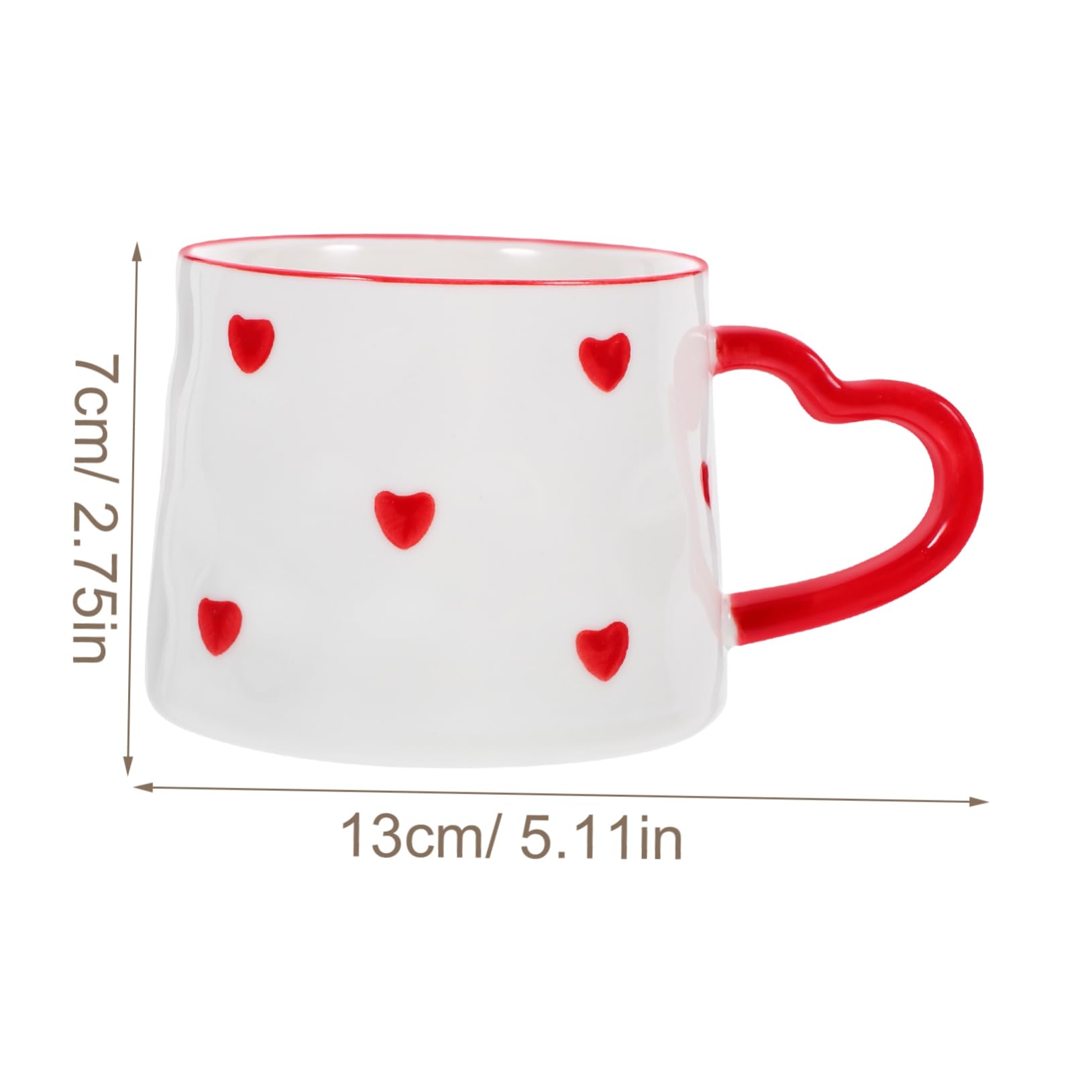 Cabilock Large Porcelain Ceramic Cup Heart Pattern Espresso Mug Set for Daily Use