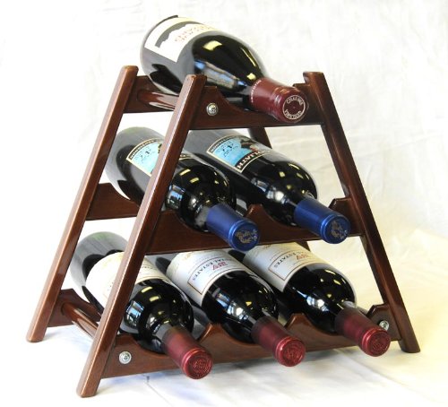 sfDisplay.com,LLC. Wine Rack Wood -6 Bottles Hardwood Stand -Black