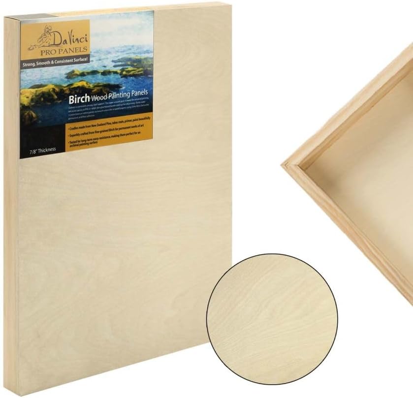 Da Vinci Pro Paneles de pintura de madera de abedul, abedul de grano de madera muy fina, resistente a la deformación, para montar lino o se puede