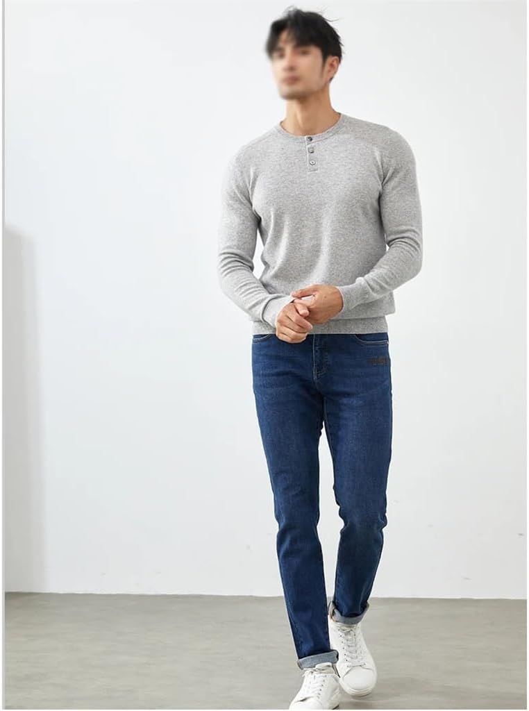 A Grade Pures Cashmere Sweater Men's O-Neck Knitted Pullover Fall and Winter Warm Tops