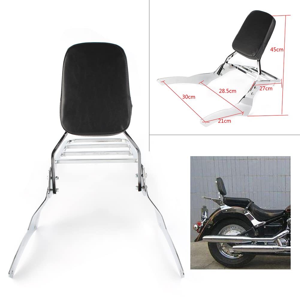 SIKUAI Sissy Bar Sissy Bar Sedile Posteriore Sedile Passeggero Schienale Pad con Portapacchi per Yamaha Vstar 400/650 Dragstar 400/650 Classic 1998-2014