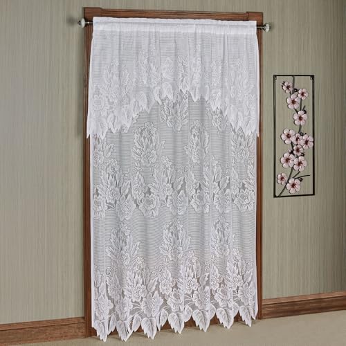 Hallie Lace Window Treatment | Vintage White | Cottage Garden Magnolia Flower Blossom Lacy Designs...