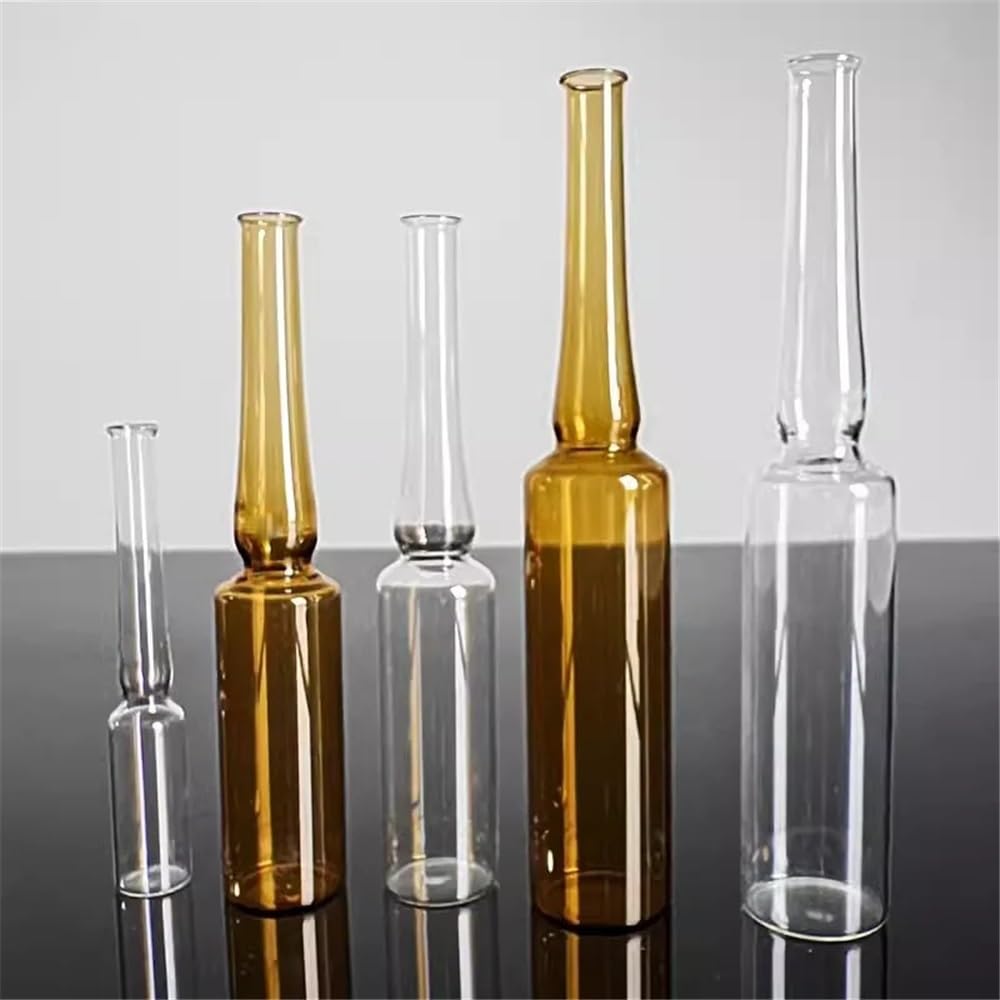 Sprzęt i materiały laboratoryjne, 1/2/5/10/20 ml, 100 ml, szklana butelka z zakrzywioną szyjką, łatwa do złożenia, przezroczysta/brązowa, 1/2/5/10/20 ml