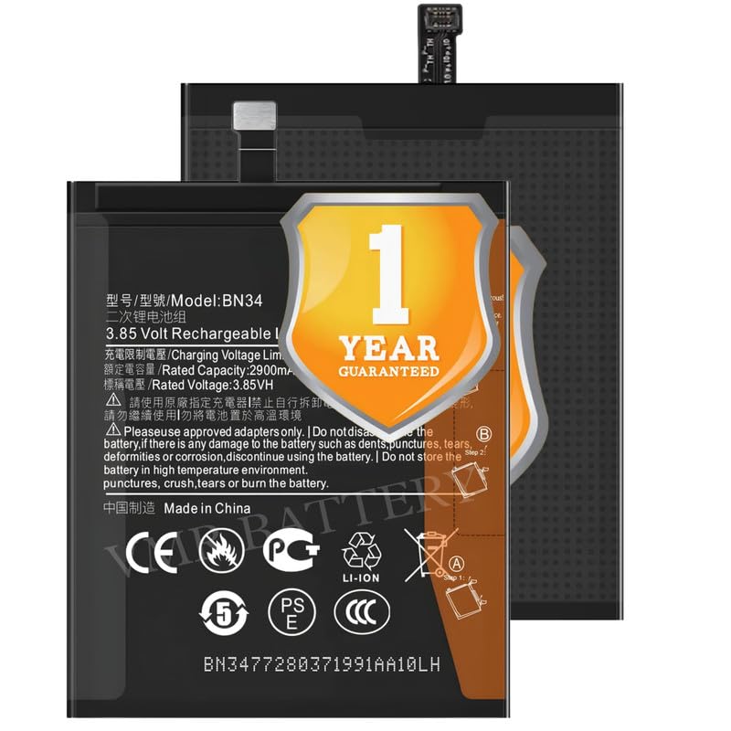 Image of Original BN34 Battery Compatible for Xiaomi Redmi 5A (MCG3B, MCI3B) - (3000mAh) - 1 Year Warranty K7