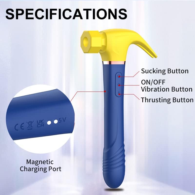 Hammer Vibrator Massager for Woman, Pulsating Anal Dildo Vibrators Waterproof Nipple Vagina Prostate Massagers Rechargable G Spot Clit Stimulation for Couples—Pink Blue