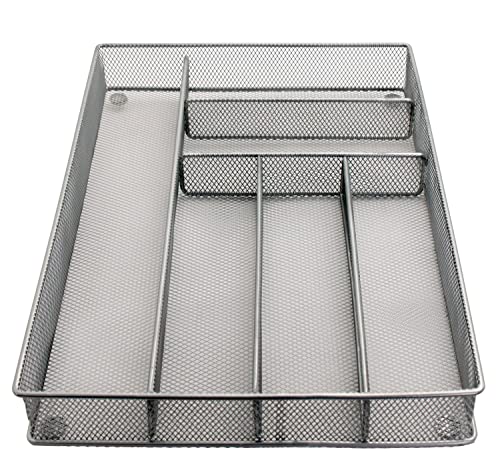 Mesh Large Cutlery Tray With Foam Feet - 6 Compartments - Kitchen Organization/Silverware Storage Utensil Flatware Tray #TOP4