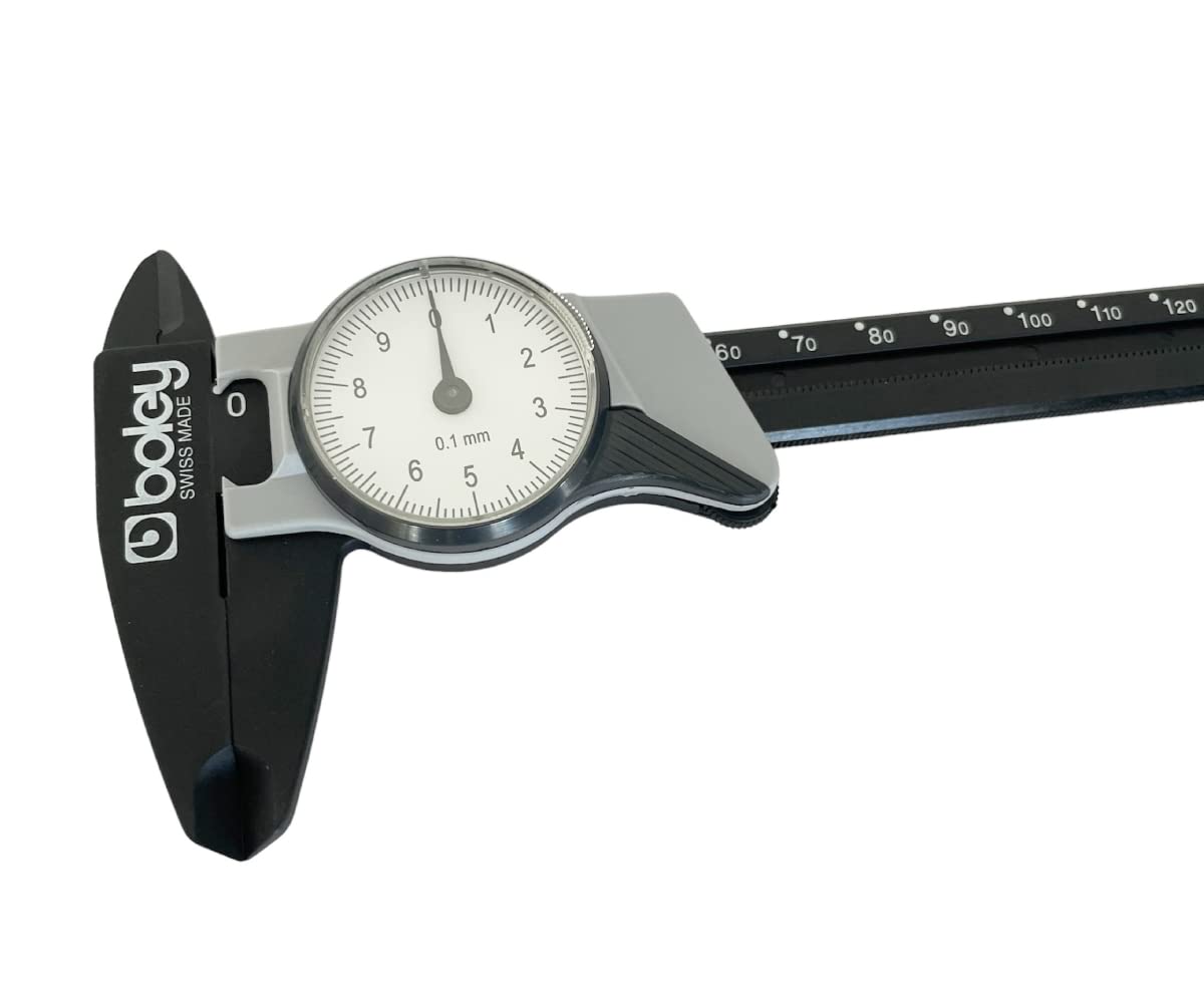BUZZUFY Calibro di precisione in plastica con orologio analogico 0-150 mm per orologiai, Nero , L