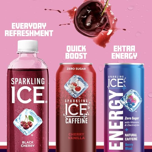 Image of Sparkling Ice, Black Cherry Sparkling Water, Zero Sugar Flavored Water, with Antioxidants and Vitamins, 17 fl oz Bottle
