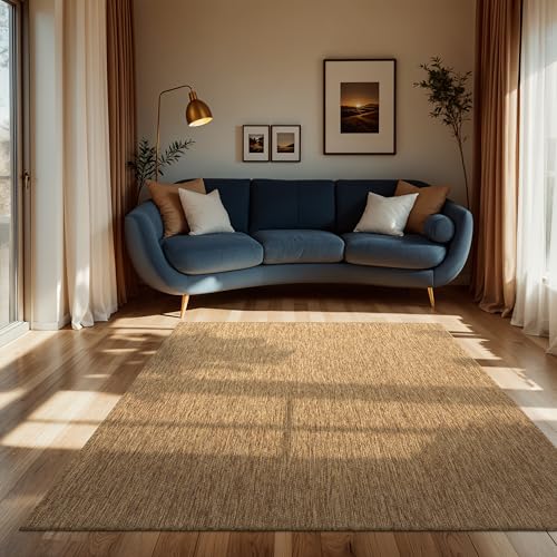 Paco Home Outdoor Teppich Flachgewebe Sisaloptik Modern Einfarbig meliert wetterfest & pflegeleicht Küchenteppich Ideal für Terrasse Balkon Garten, Grösse:160x220 cm, Farbe:Coffee