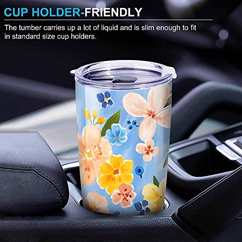 NymphFable 20oz Flor Azul Taza Termo Cafe para Llevar Taza Termica Acero Inoxidable Taza Personalizada - Imagen 7