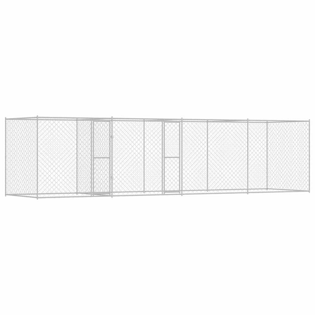 vidaXL Jaula para Perro Plateado 600 x 200 x 200 cm Acero Galvanizado, Jaula para Perros Resistente, Espacio Exterior en jardín y terraza, Refugio Grande para Razas caninas