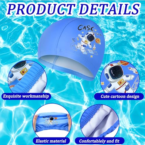 Image of Geyoga 3 Pcs Kids Swim Caps for Boys Girls Age 2-12 Swimming Hat | Kids Swim Caps, Pool Cap, Child, Swim Hat for Toddler, Youth, Space