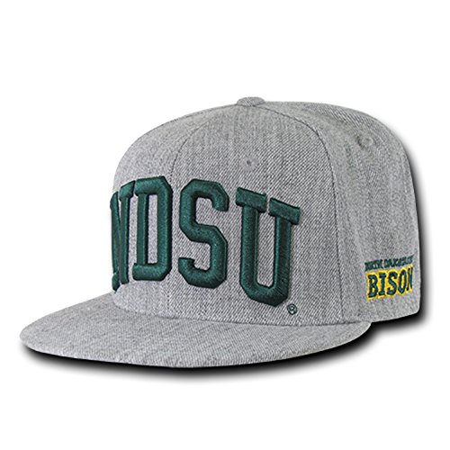 University of North Dakota State NDSU Bison Thundering Herd NCAA Heather Gray Fitted Flat Bill Baseball Cap Hat (6 7/8)